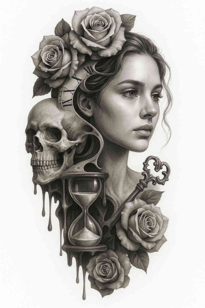 new-style – tattoo design ideas free ai generated – neotraditional-subtle-tone – for-elbow – Gallery: news-inkby-ai