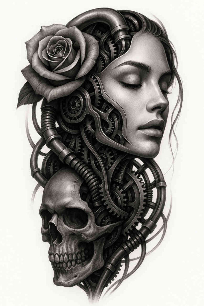 news – tattoo design ideas free ai generated – realism-light-and-shadow-play – for-thigh – Gallery: news-inkby-ai