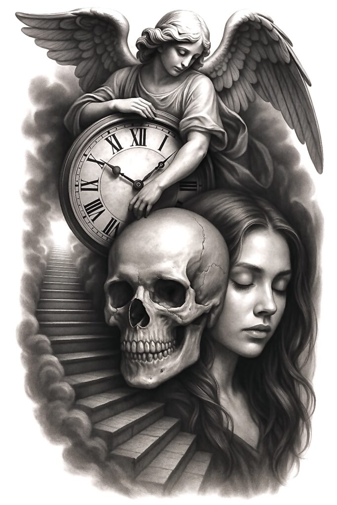 pioneering-project-tattoo – tattoo design ideas free ai generated – realism-contrast-ink – for-collarbone – Gallery: news-inkby-ai
