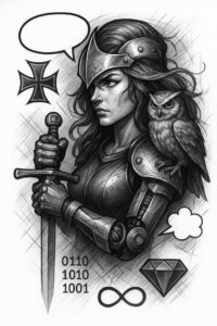 revolution – tattoo design ideas free ai generated – surrealism-floating-elements – for-abdomen – Gallery: news-inkby-ai