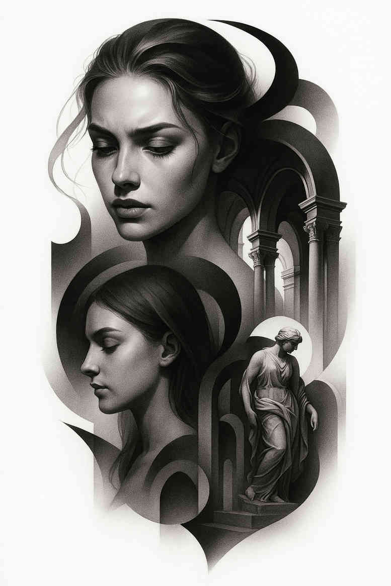 news tattoo design ideas Surrealism altered reality 3D-rendered for arm