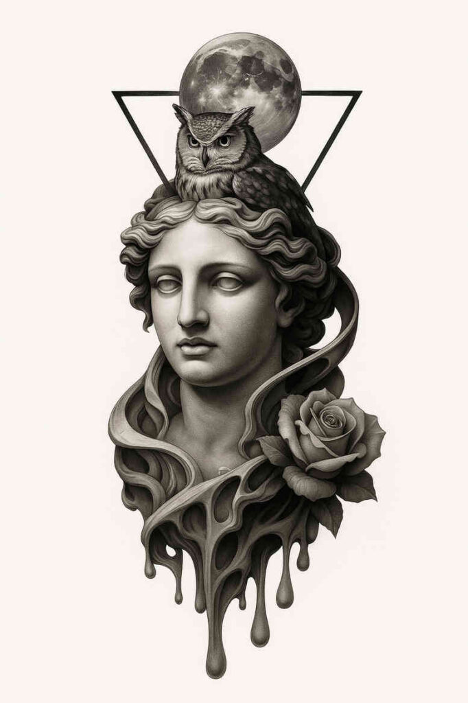 news tattoo design ideas Surrealism enigmatic light 3D-rendered for behind ear