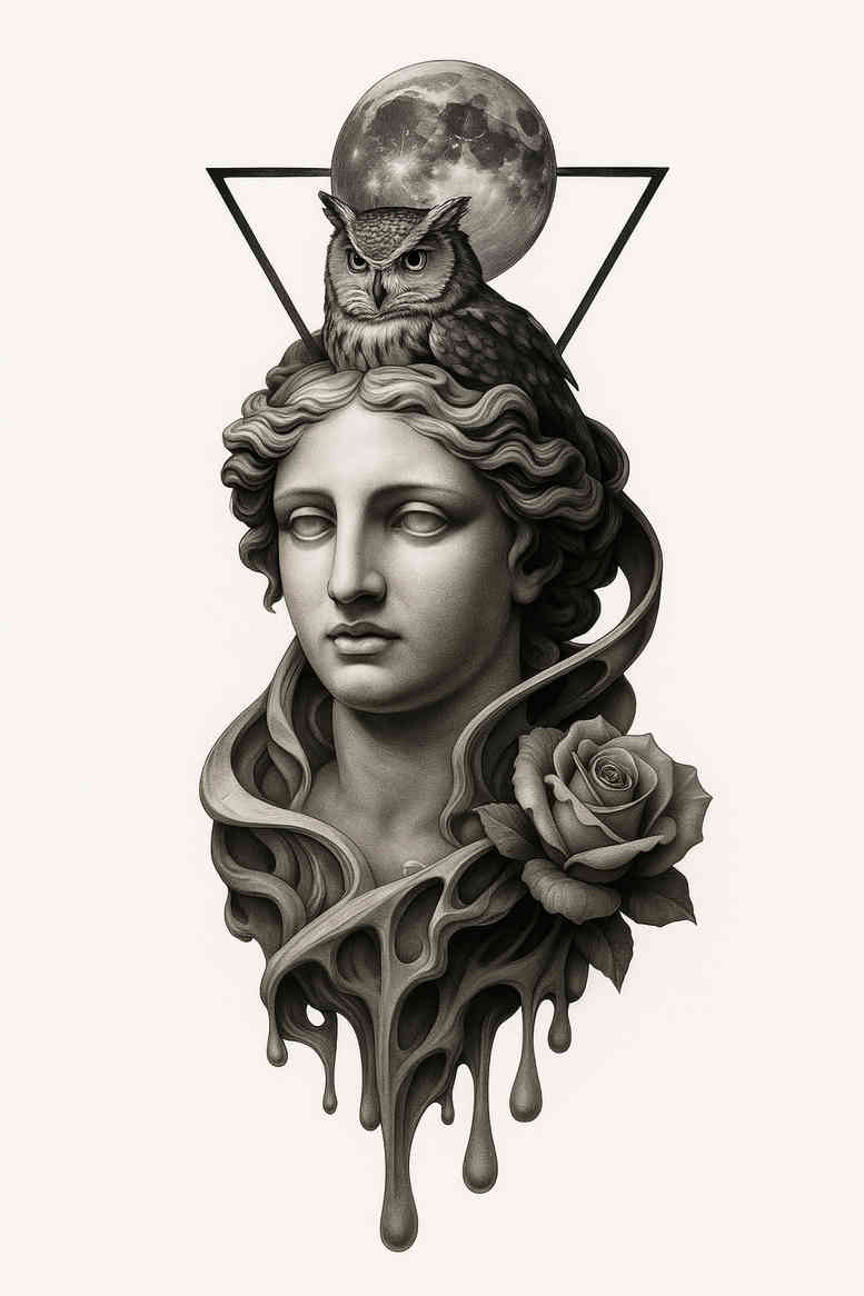 news tattoo design ideas Surrealism enigmatic light 3D-rendered for behind ear