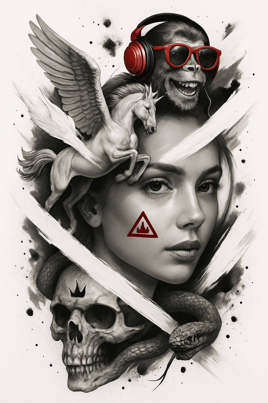 news tattoo design ideas Surrealism fragmentation 3D-rendered represents resilience
