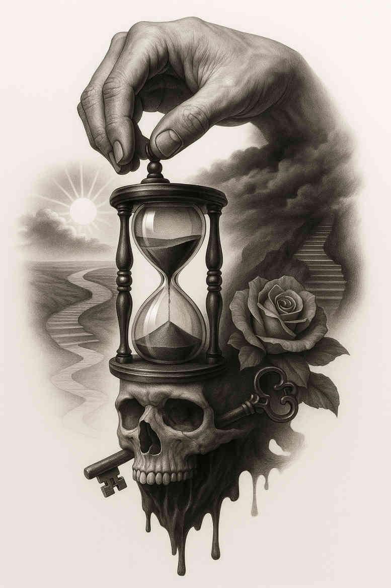 news tattoo design ideas Realism blended gradients deep-shading stands for perseverance