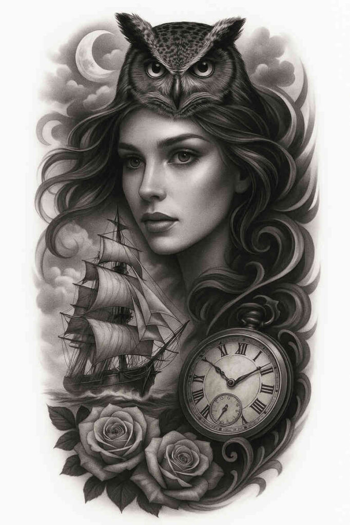 news tattoo design ideas Neotraditional dynamic color glossy for upper back