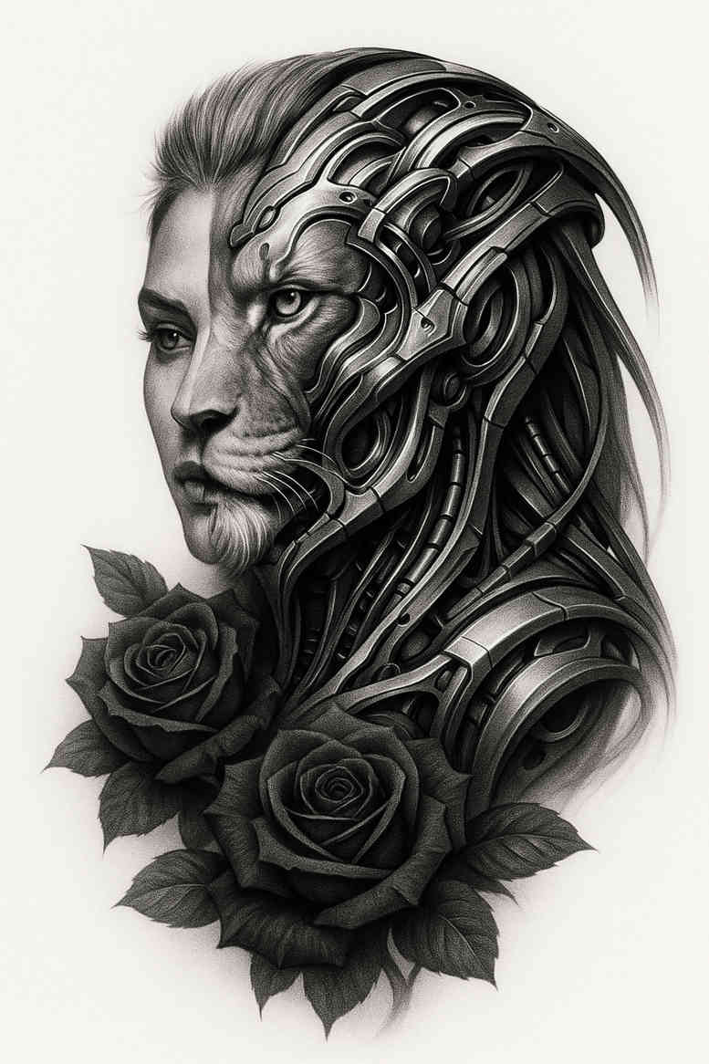 news tattoo design ideas Surrealism metamorphosis monochrome for stomach