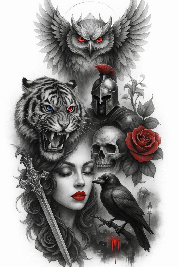 trends – tattoo design ideas free ai generated – neotraditional-modern-classic – for-spine – Gallery: news-inkby-ai