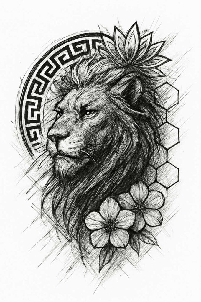 pets-tattoo-ideas – tattoo design ideas free ai generated – outline-only – for-thigh – Gallery: pets-inkby-ai