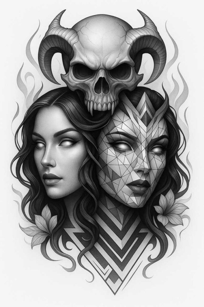 pets tattoo design ideas Surrealism melted shapes loyal for back shoulder
