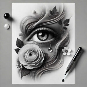 pets tattoo design ideas Surrealism melting forms pet portrait for calf