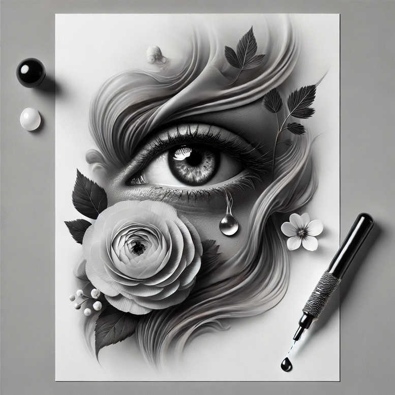pets tattoo design ideas Surrealism melting forms pet portrait for calf
