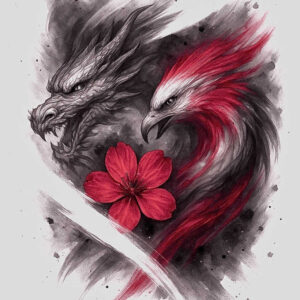 phoenix-with-ornament – tattoo design ideas free ai generated – surrealism-fluid-forms – for-ankle – Gallery: phoenix-inkby-ai