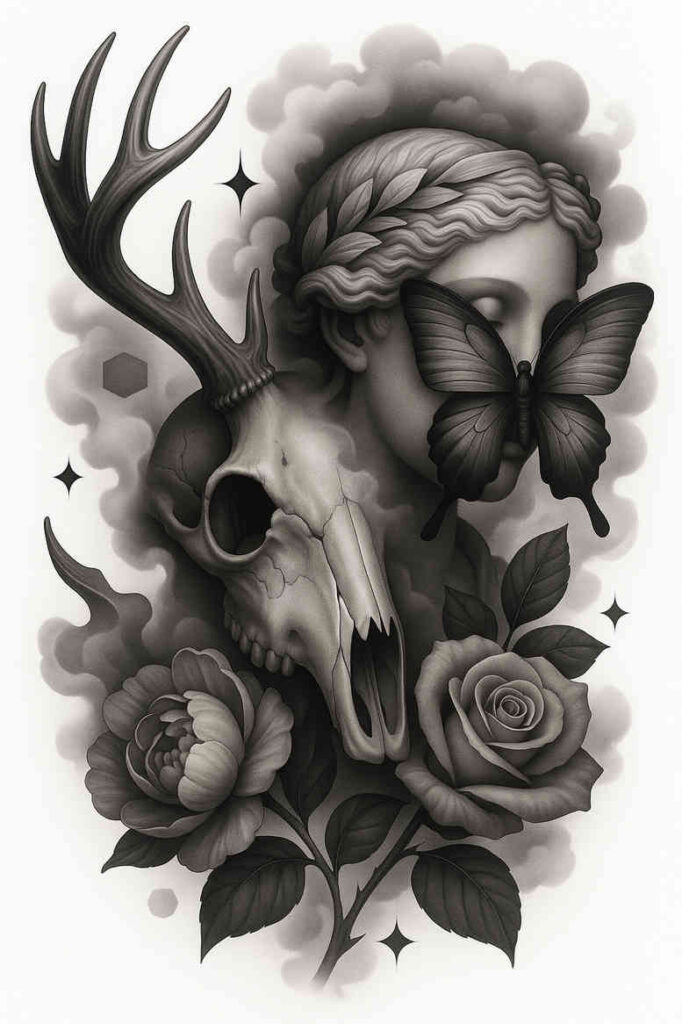 neotraditional-refined-lines – tattoo design ideas free ai generated – undefined – for-back-of-neck – Gallery: realistic-surrealistic-inkby-ai
