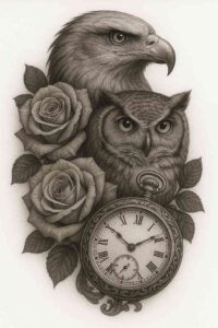 neotraditional-textured-shading – tattoo design ideas free ai generated – undefined – for-knee – Gallery: realistic-surrealistic-inkby-ai