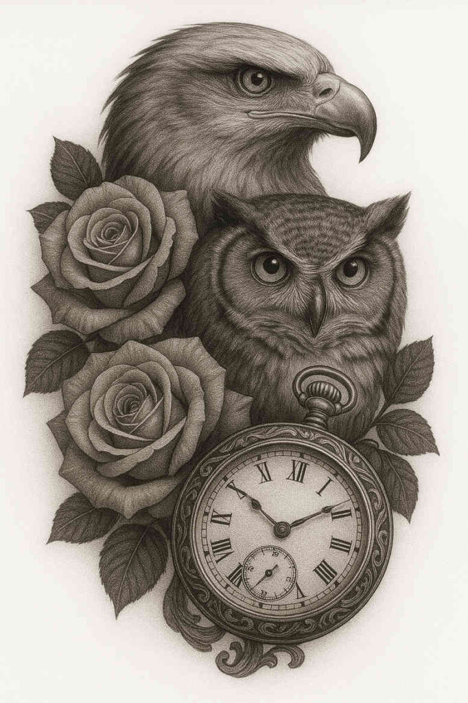 neotraditional-textured-shading – tattoo design ideas free ai generated – undefined – for-knee – Gallery: realistic-surrealistic-inkby-ai