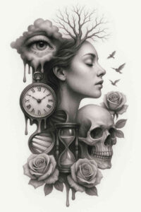 surrealism-hallucinatory – tattoo design ideas free ai generated – undefined – for-shoulder-blade – Gallery: realistic-surrealistic-inkby-ai