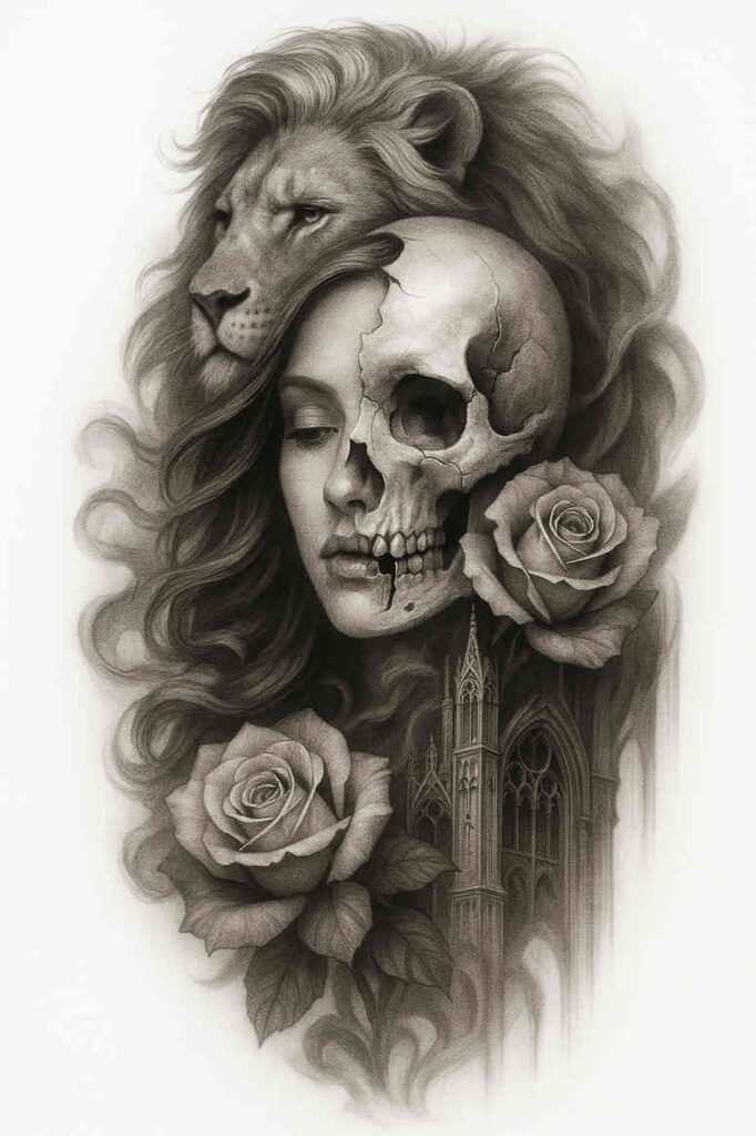 surrealism-imperfect-symmetry – tattoo design ideas free ai generated – undefined – for-collarbone – Gallery: realistic-surrealistic-inkby-ai