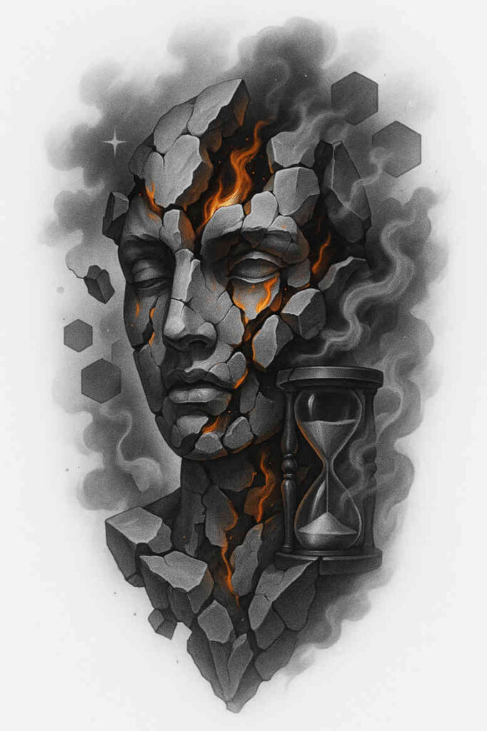 surrealism-juxtaposition – tattoo design ideas free ai generated – undefined – for-temple – Gallery: realistic-surrealistic-inkby-ai