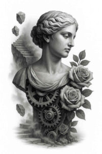 realistic-surrealistic tattoo design ideas detailed rendering black-and-white represents resilience