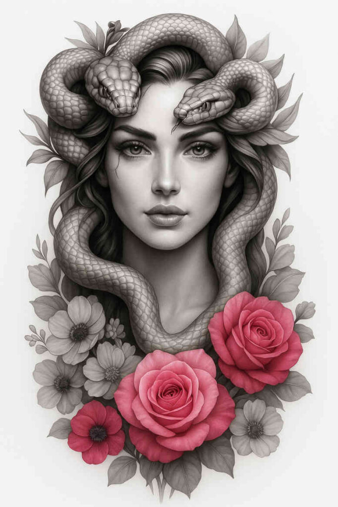 realistic-surrealistic tattoo design ideas AI-generated realism bokeh courage and power