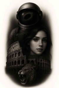 realistic-surrealistic tattoo design ideas precise anatomy dramatic lighting stands for resilience