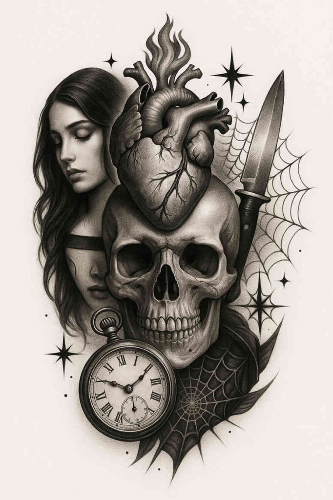 realistic-surrealistic tattoo design ideas light and shadow play dreamlike shows strength