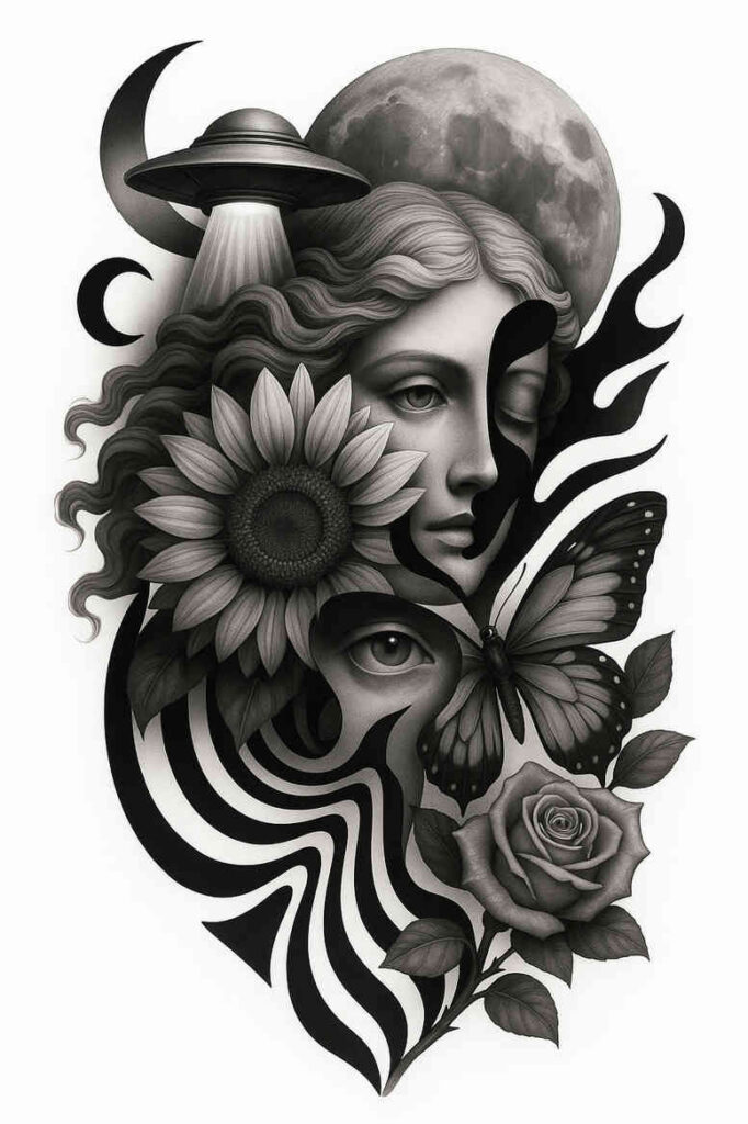 realistic-surrealistic tattoo design ideas visual truth ethereal meaning strength