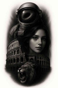 realistic-surrealistic tattoo design ideas dynamic shadows intricate symbolising courage