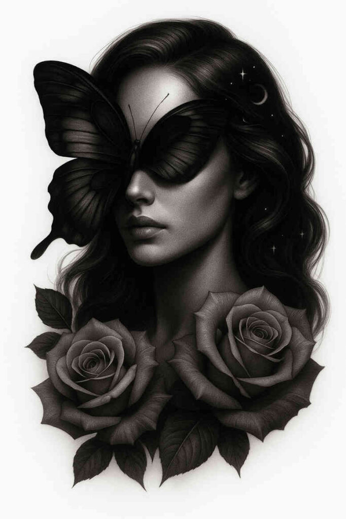 realistic-surrealistic tattoo design ideas highlighted contrast luminous represents courage