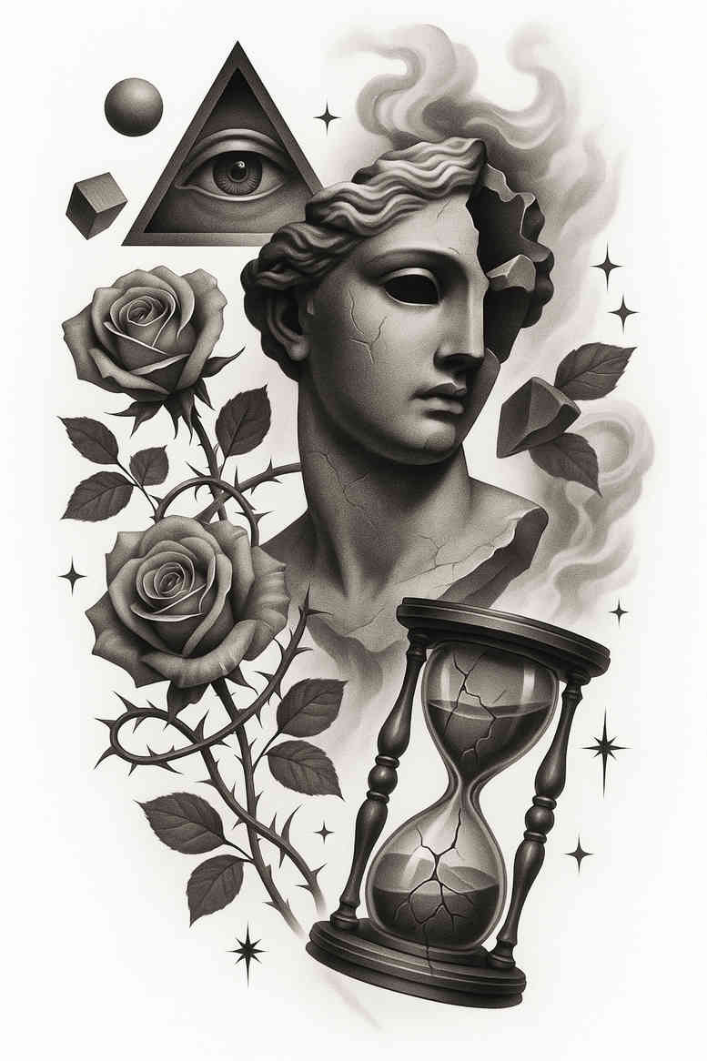 realistic-surrealistic tattoo design ideas studio quality moody for nape