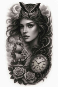 realistic-surrealistic tattoo design ideas CGI realism moody meaning endurance