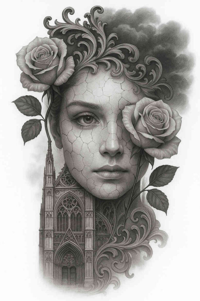 realistic-surrealistic tattoo design ideas tactile shading razor-sharp embodying strength