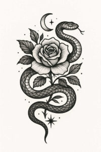 mystery-motif-snake-tattoo – tattoo design ideas free ai generated – simple-form – for-upper-arm – Gallery: snakes-inkby-ai