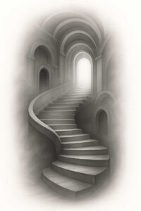 stairs tattoo design ideas Surrealism fantasy-inspired infinite rise for upper shoulder