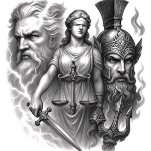 detailed-themis-tattoo – tattoo design ideas free ai generated – neotraditional-textured-fills – for-shin – Gallery: themis-inkby-ai
