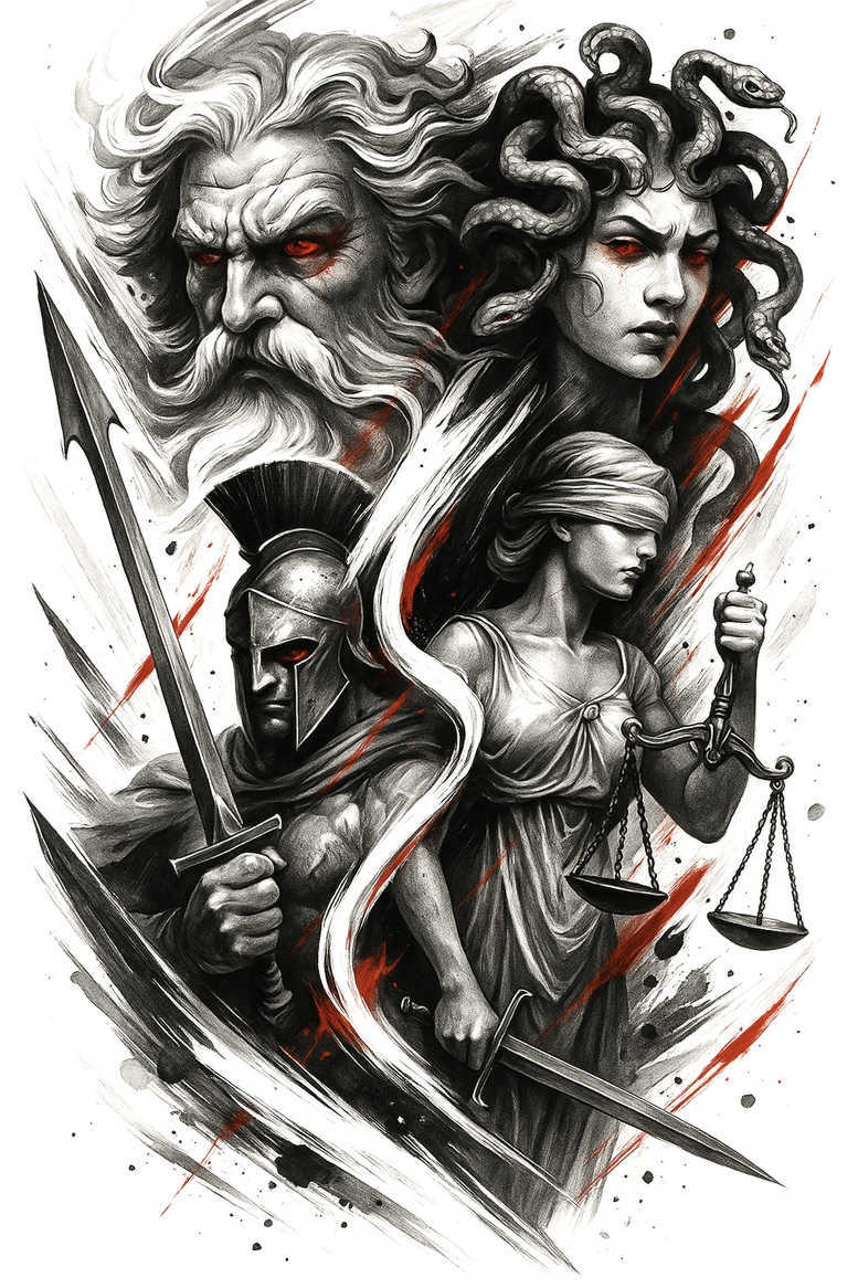 themis tattoo design ideas form fidelity blindfolded truth for chest