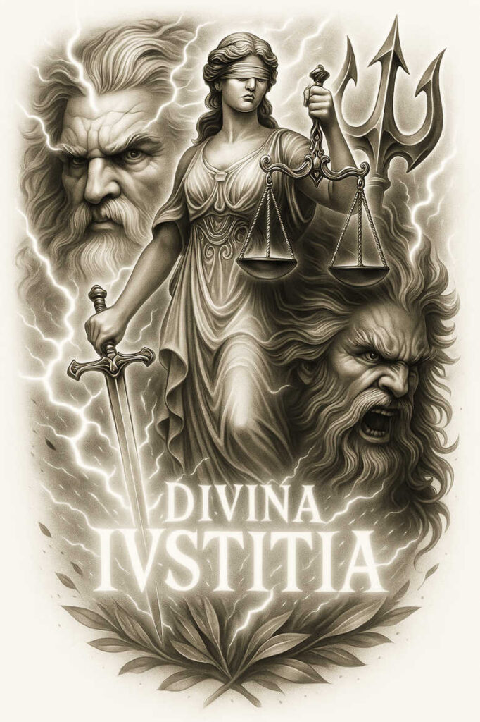 themis tattoo design ideas Surrealism abstract goddess virtue for spine
