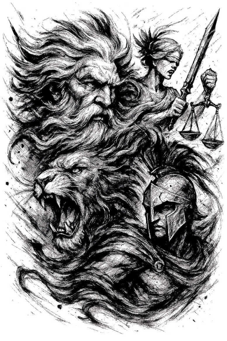 themis tattoo design ideas Realism micro detail impartiality for outer arm