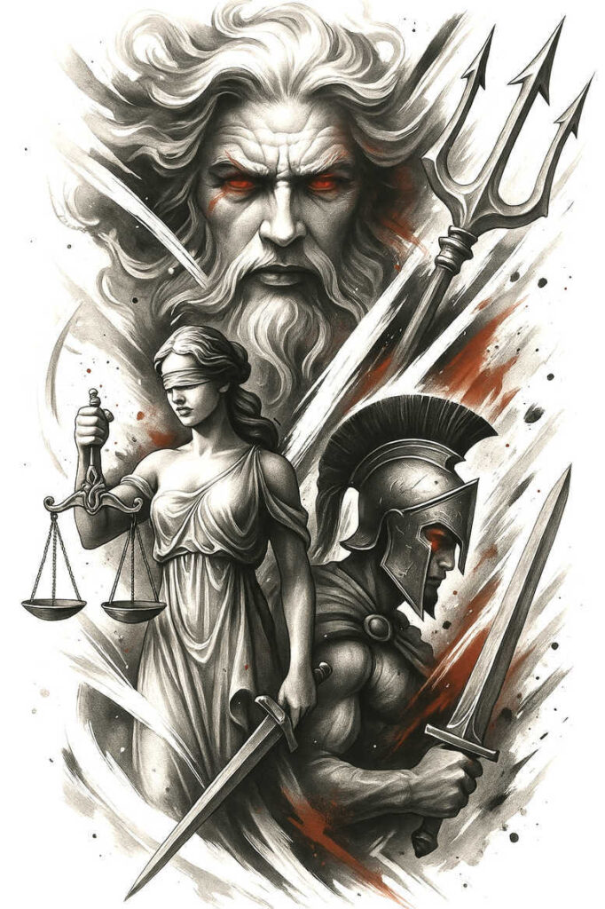 themis tattoo design ideas refined color palette justice linework for toe