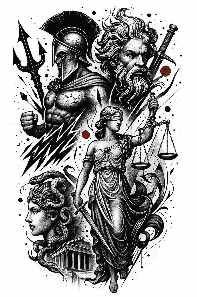 themis tattoo design ideas refined lines legal sword for lower arm