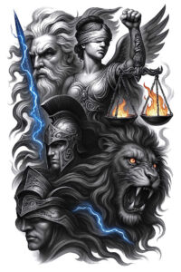 themis tattoo design ideas realistic contrast universal fairness meaning endurance
