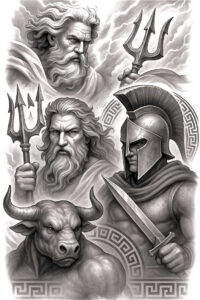 warriors-greece tattoo design ideas Surrealism chromatic aberration phalanx formation for wrist