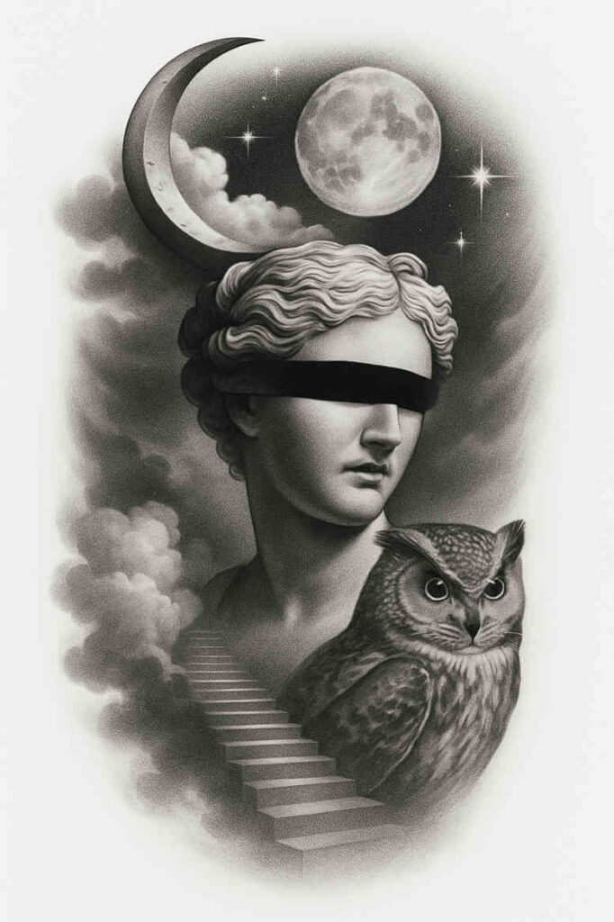 wolves tattoo design ideas Surrealism otherworldly cold gaze for hand