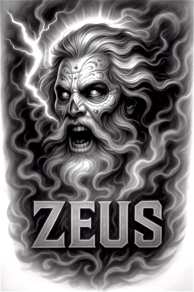 power-motif-tattoo – tattoo design ideas free ai generated – surrealism-abstract – for-knee – Gallery: zeus-inkby-ai