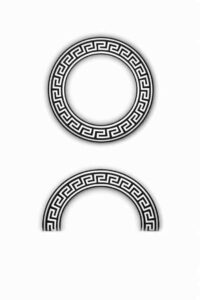 Black and grey Greek key ring tattoo design idea, project concept.
