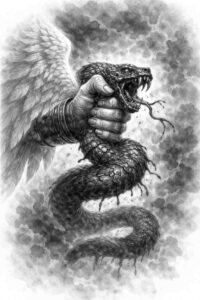 Black and grey grayscale dragon with wings, tattoo design concept for a grayscale piece; project idea.