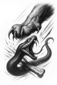 Dragon in black and grey tattoo design, a project idea with cover-up potential.