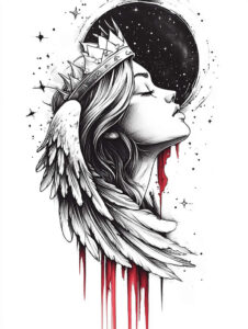 angel-guide – tattoo design ideas free ai generated – neotraditional-artful-color – for-foot – Gallery: angel-inkby-ai