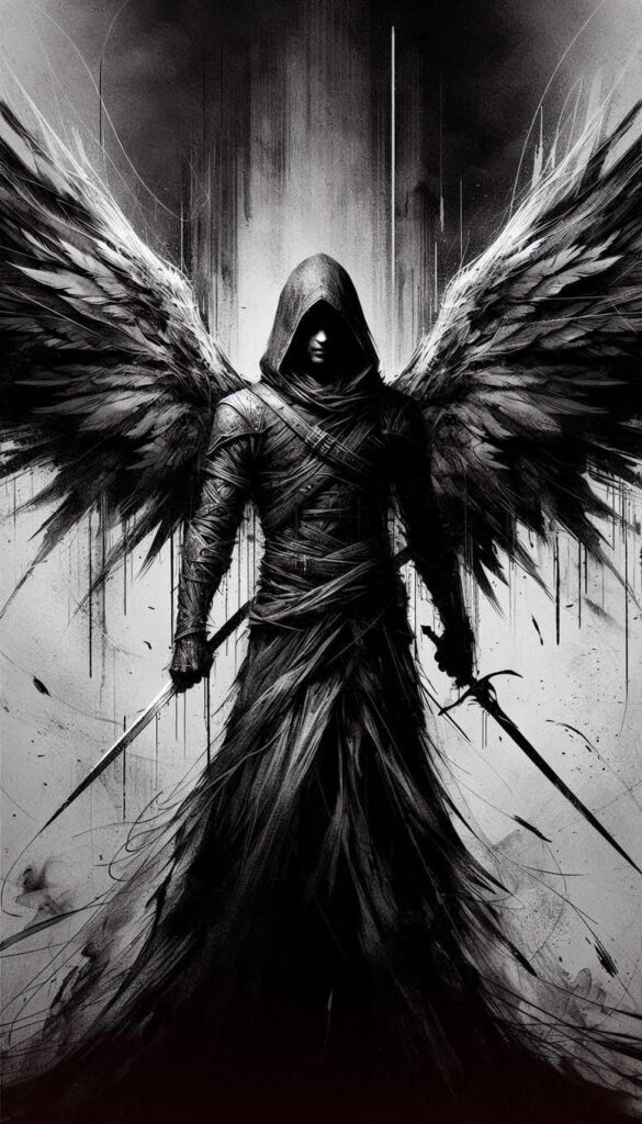 angel-guide – tattoo design ideas free ai generated – realism-tactile-shading – for-thigh – Gallery: angel-inkby-ai